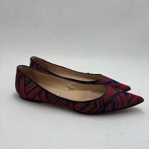 Jimmy Choo Red and Navy Pointed-Toe Flats
